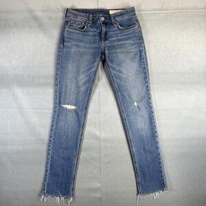Rag & Bone Jeans Womens 24 Blue Dre Low-Rise Slim Boyfriend Distressed Denim